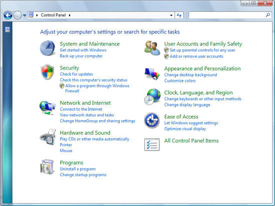 Панель управління Windows 7 M1