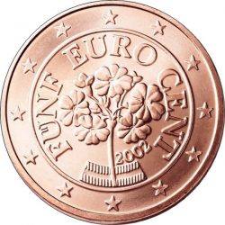 Зверху півколом вказаний номінал монети на німецькій мові - «FÜNF EURO CENT»